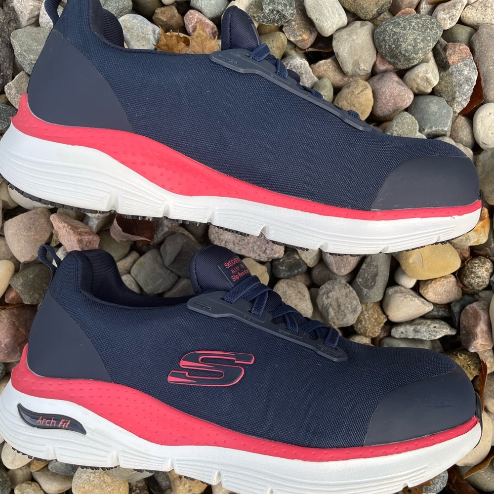 Skechers‎ Sadie Alloy Toe Slip Resistant Air Cooled Memory Foam Work Sneakers - Picture 6 of 13